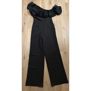 REVOLVE X by NBD Women's Black Ruffled Off Shoulder Sleeveless Jumpsuit - Size M